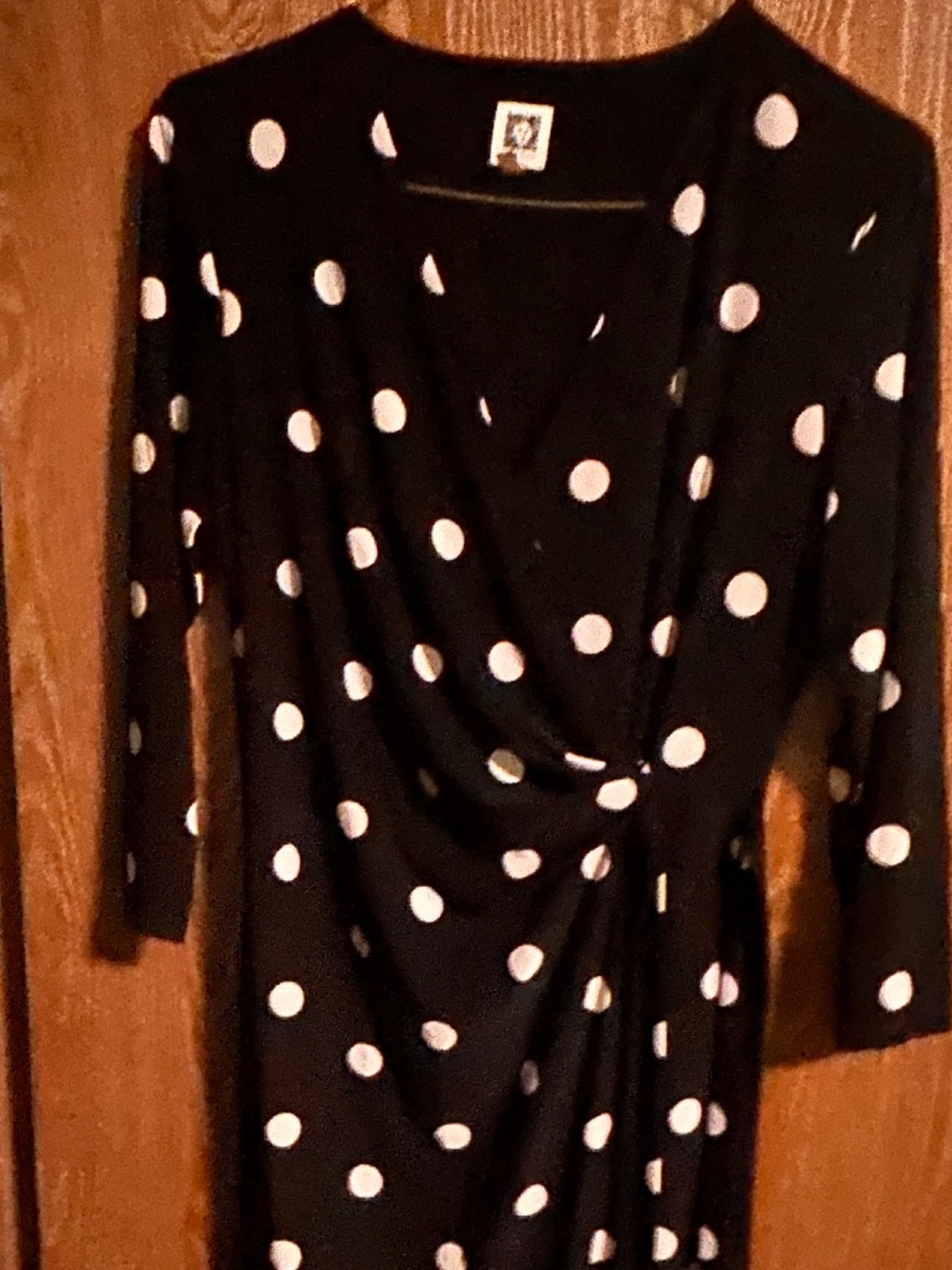 Anne Klein spotted faux wrap dress